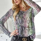 BiBi Snakeskin Print Low Gauge Hacci V Neck Top - DAVERRI FASHIONS