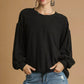 Umgee Full Size Linen Long Sleeve Top with Drawstring Plus Size - DAVERRI FASHIONS