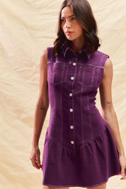 SO ME Button Down Sleeveless Collared Game Day Mini Dress | Mini Dresses Daverri Fashions