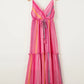 Daverri printed surplice maxi cami dress in vibrant pink stripes