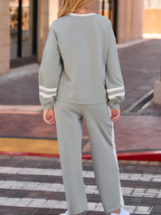 Daverri Fashions grey white striped cotton tracksuit set