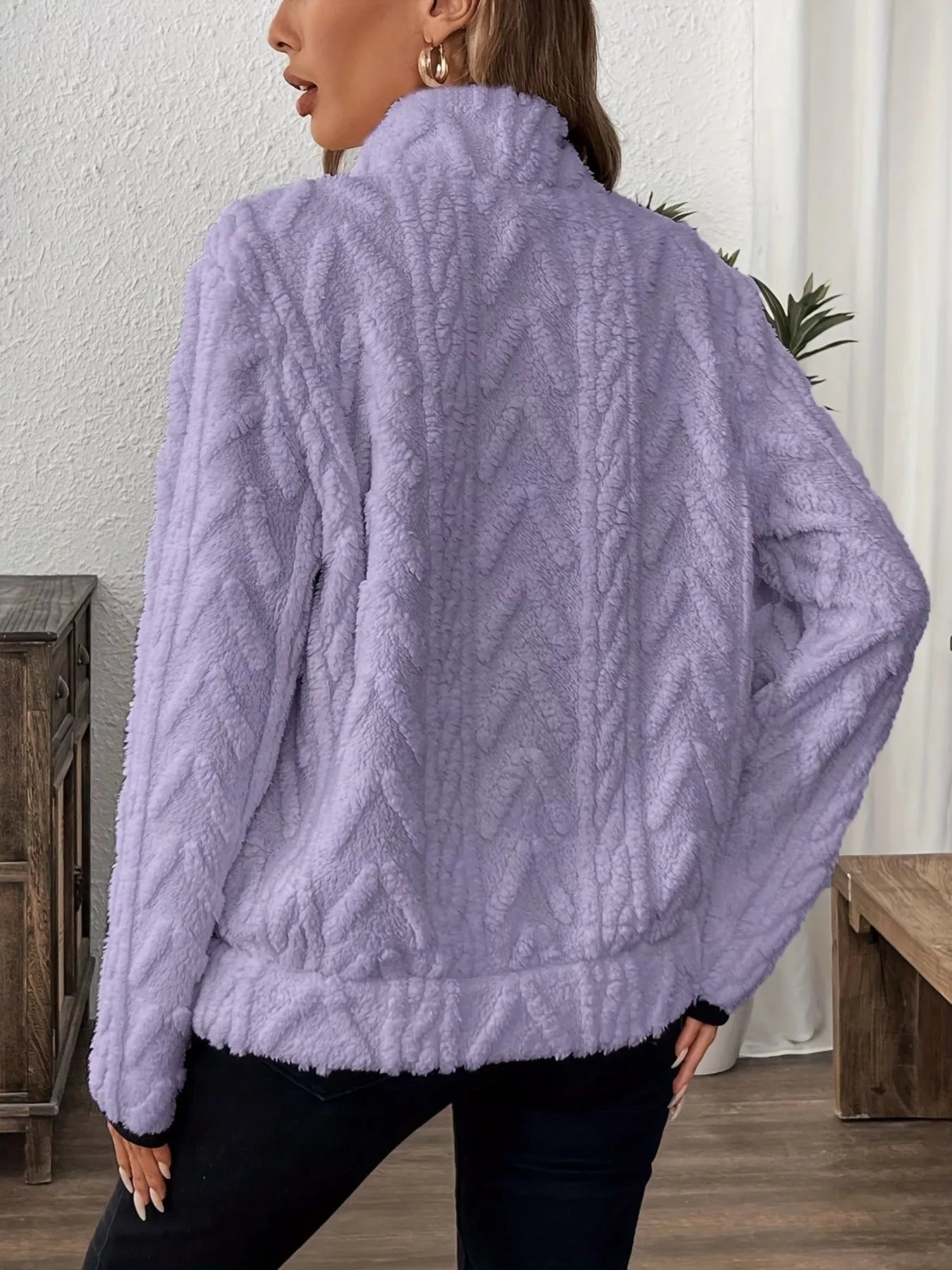 Cozy Sherpa Half Zip Sweatshirt | Sweatshirts Daverri Fashions