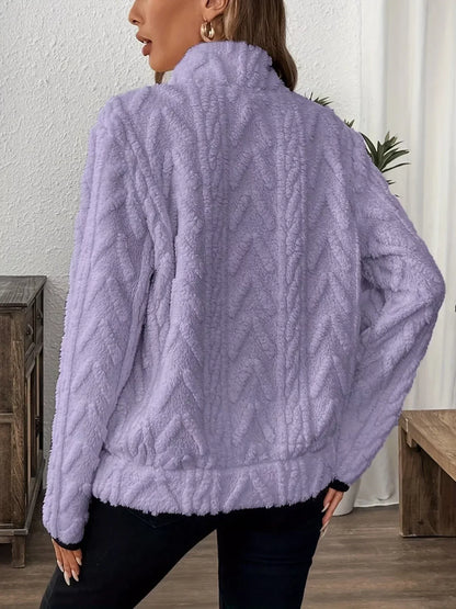 Cozy Sherpa Half Zip Sweatshirt - DAVERRI FASHIONS