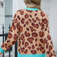Leopard Round Neck Long Sleeve Sweater - DAVERRI FASHIONS