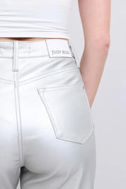 Judy Blue Full Size High Waist Silver Faux Leather Pants Plus Size | Pants Daverri Fashions