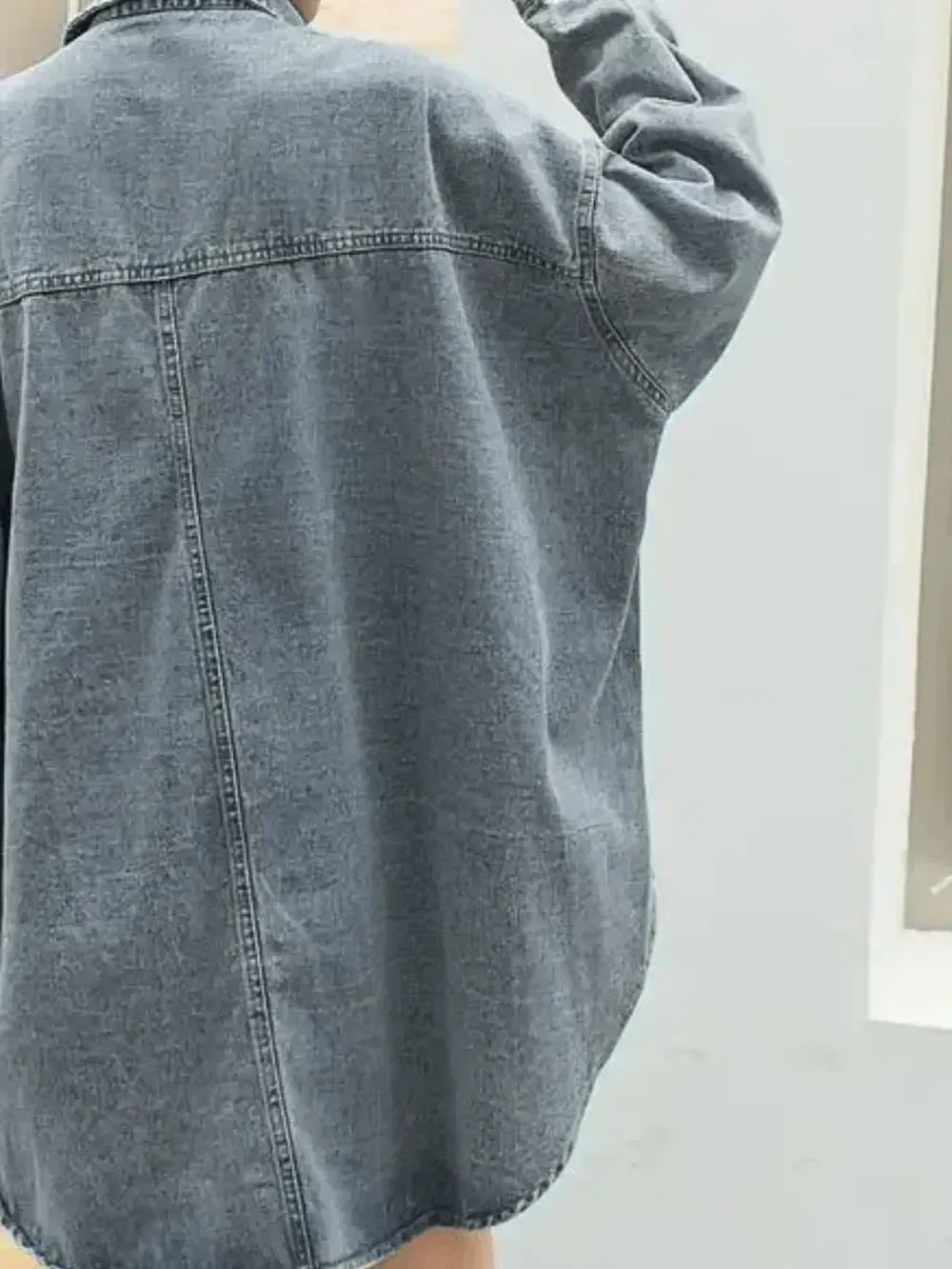 Embroidered Patch Button Up Long Sleeve Denim Jacket - DAVERRI FASHIONS