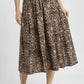 Umgee Drawstring Leopard Midi Skirt OLIVE