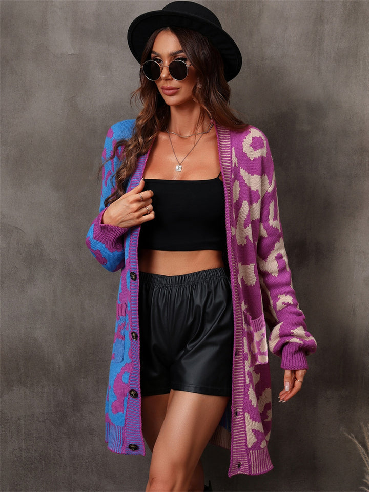 Angel Wings Leopard Button Down Longline Cardigan | Cardigans Daverri Fashions
