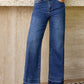 Daverri Fashions Raw Hem Unique Cuffs Straight High Rise Loose Jeans - DAVERRI FASHIONS