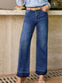 Daverri Fashions Raw Hem Unique Cuffs Straight High Rise Loose Jeans - DAVERRI FASHIONS