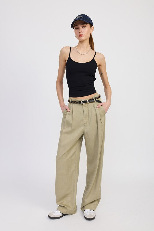 HIGH WAIST WIDE LEG TROUSERS WITH FRONT PLEATS | Daverri Fashions