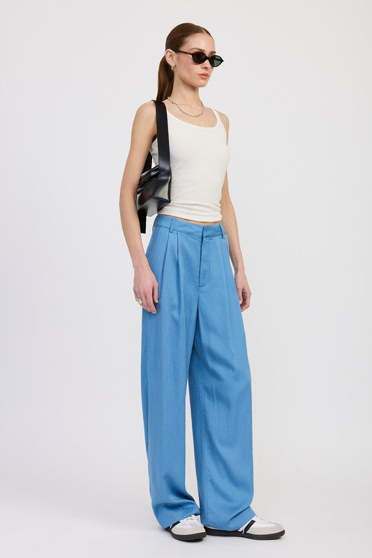 HIGH WAIST WIDE LEG TROUSERS WITH FRONT PLEATS | Daverri Fashions