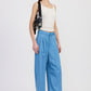 HIGH WAIST WIDE LEG TROUSERS WITH FRONT PLEATS