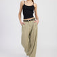 HIGH WAIST WIDE LEG TROUSERS WITH FRONT PLEATS WASHED TAN
