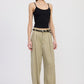 HIGH WAIST WIDE LEG TROUSERS WITH FRONT PLEATS