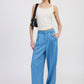 HIGH WAIST WIDE LEG TROUSERS WITH FRONT PLEATS