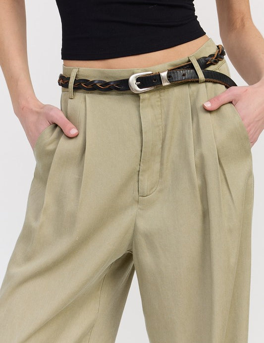 HIGH WAIST WIDE LEG TROUSERS WITH FRONT PLEATS | Daverri Fashions