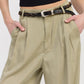 HIGH WAIST WIDE LEG TROUSERS WITH FRONT PLEATS
