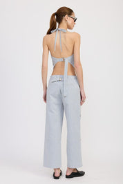 CINCHED TWILL PANTS WITH WIDE LEG | Pants Daverri Fashions
