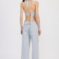 CINCHED TWILL PANTS WITH WIDE LEG