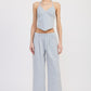 CINCHED TWILL PANTS WITH WIDE LEG