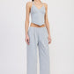 CINCHED TWILL PANTS WITH WIDE LEG