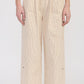 CINCHED TWILL PANTS WITH WIDE LEG