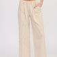 CINCHED TWILL PANTS WITH WIDE LEG