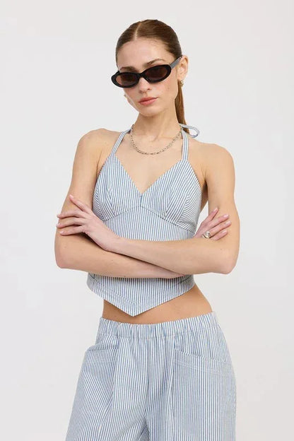 CINCHED TWILL PANTS WITH WIDE LEG - DAVERRI FASHIONS