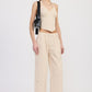 CINCHED TWILL PANTS WITH WIDE LEG