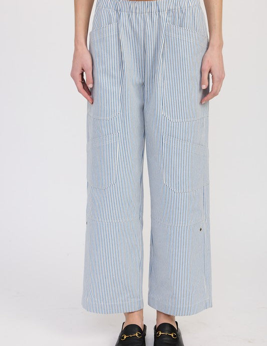 CINCHED TWILL PANTS WITH WIDE LEG | Pants Daverri Fashions
