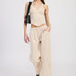 CINCHED TWILL PANTS WITH WIDE LEG
