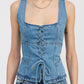 DENIM LACE UP BUSTIER TOP Tops