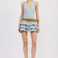 TIERED MINI DRESS WITH HALTER NECK AND BELT Mini Dresses