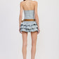 TIERED MINI DRESS WITH HALTER NECK AND BELT Mini Dresses