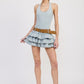 TIERED MINI DRESS WITH HALTER NECK AND BELT Mini Dresses