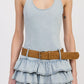 TIERED MINI DRESS WITH HALTER NECK AND BELT Mini Dresses