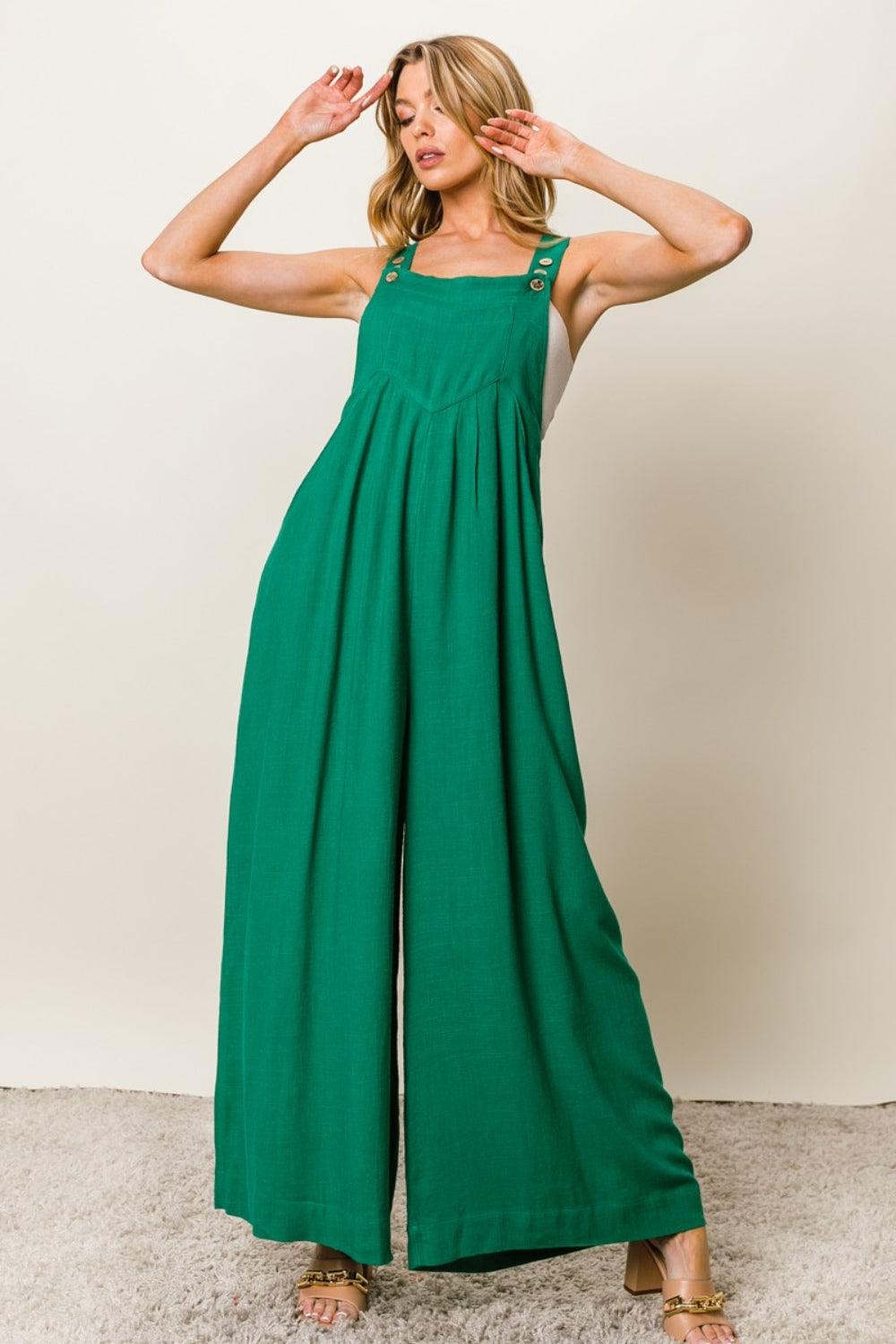 BiBi Texture Sleeveless Wide Leg Jumpsuit Jumpsuits