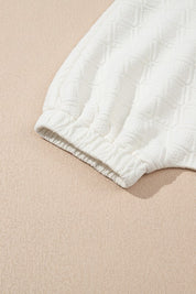 Colorblock Zipper Puff Sleeve Textured Blouse | Blouses Daverri Fashions