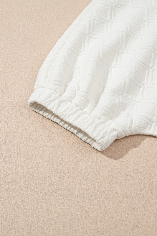 Colorblock Zipper Puff Sleeve Textured Blouse | Blouses Daverri Fashions