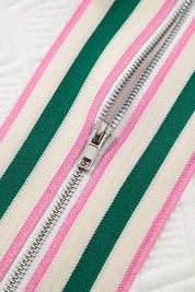 Colorblock Zipper Puff Sleeve Textured Blouse | Blouses Daverri Fashions