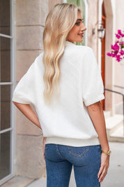 Colorblock Zipper Puff Sleeve Textured Blouse | Blouses Daverri Fashions