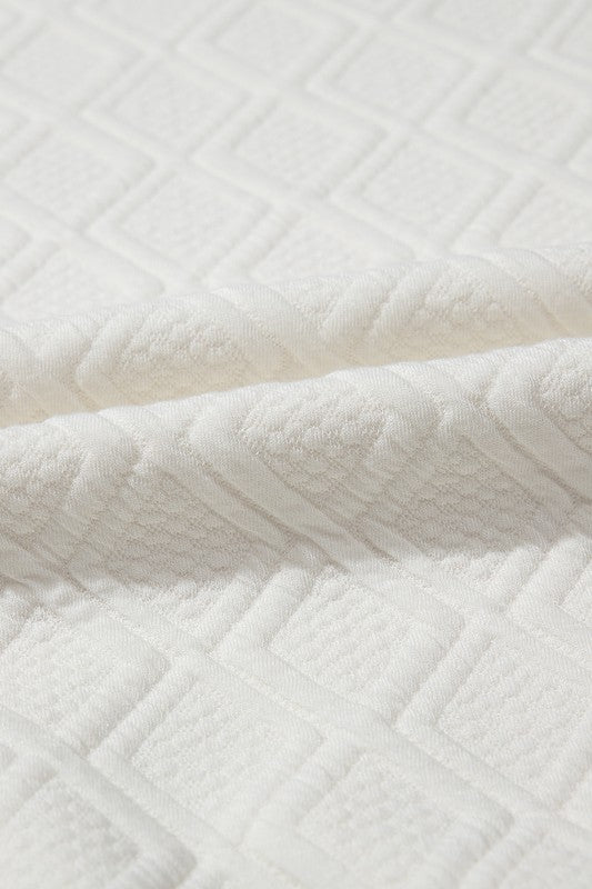 Colorblock Zipper Puff Sleeve Textured Blouse | Blouses Daverri Fashions