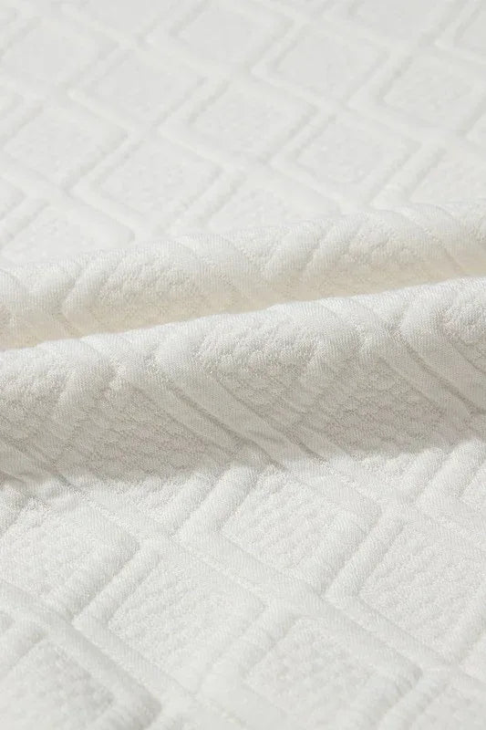 Colorblock Zipper Puff Sleeve Textured Blouse - DAVERRI FASHIONS