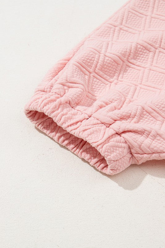 Colorblock Zipper Puff Sleeve Textured Blouse | Blouses Daverri Fashions