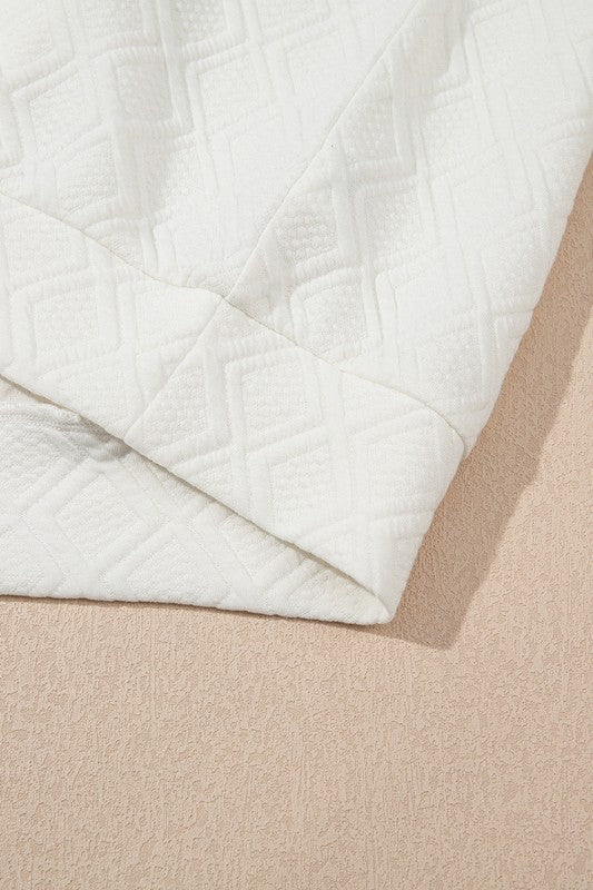 Colorblock Zipper Puff Sleeve Textured Blouse | Blouses Daverri Fashions