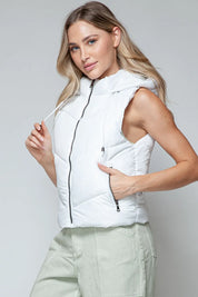 Snobbish Zip Up Quilted Hooded Vest | Vest Jackets Daverri Fashions