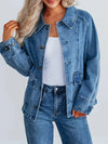 Daverri button-up raglan sleeve medium-wash denim jacket
