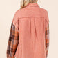 Mittoshop Button Down Contrast Plaid Patchwork Shacket