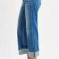 RISEN Full Size Mid Rise Crop Straight Cuffed Jeans Plus Size